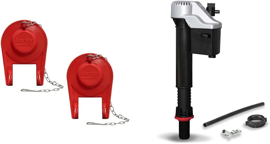 Korky 100 Ultra High Performance Universal 2" Flapper, 2 PACK & 528MP QuietFILL Platinum Fill Valve-Fits Most Toilets-Easy to Install-Made in USA, Universal 99%, Black