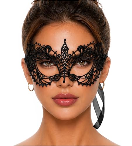 Masquerade Mask For Women - Ana Lace Masquerade Masks for Masquerade Party, Proms, Photo Shoot, Venetian Party, Mardi Gras, Halloween & Cosplay - Ana Nero
