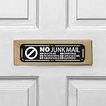 Goodvia 2x No Junk Mail Sticker for Letterbox 6.3x1.77inches Metal Aluminum Sign Self Adhesive for Front Door Wall Signs Rust Free UV Resistant and Waterprooff