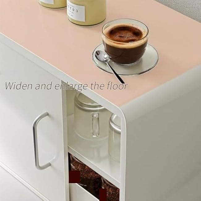 Modern Countertop Spice Rack Mug Storage Cabinet with Sliding Door Multi-Tier Tea & Coffee Cup Organizer for Kitchen Beautiful