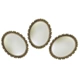 Sewroro Juego de 3 Espejos Ovalados Miniatura Marco Metálico Vintage Estilo Europeo Espejos Compactos Pequeños para Casas de Muñecas Decoración Barroca de Pared y Accesorios para