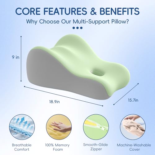 Image of Latex Comfort Pillow for Adults | Supportive Cushion for Pregnancy, Relaxation & Couples | All-Purpose Sleeping & Lounging Pillow with Washable Cover-Green
