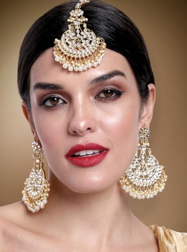 Image of Peora Kundan Faux Pearl Traditional Jewellery Set Gift for Women