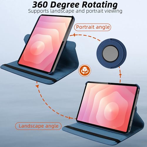 Image of TGK 360 Rotatable Flip Cover for Samsung Galaxy Tab S11 Case 11 inch 2025, Galaxy Tab S10 Lite / S10 FE / S9 FE 10.9 inch / S9 11 Inch 2023 (Dark Blue)