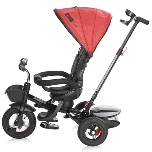 Lorelli Dreirad Zippy 3 in 1 umkehrbarer Sitz umbaubar Luftreifen Freilauf Gurt, Farbe:rot – Bild 4