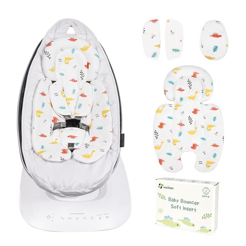 vocheer Newborn Insert Compatible with 4moms Mamaroo RockaRoo & Graco DuetSoothe Swing, Reversible Infant Insert Head & Body Support Cushion, Large Size, Cotton & Mesh Material, Dinosaur