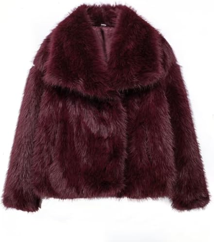 Veste courte en fausse fourrure à manches longues pour femme