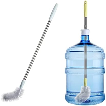 2 Pack 28" Long Bottle Brush, 3 & 5 Gallon Bottle Cleaner Brush, Nylon Bristles and Stainless Steel Handle Bendable Replaceable Brush Head Bottle Cleaning Brush