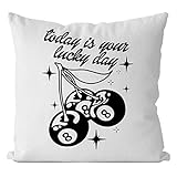 Vintage Trendy Retro 8 Lucky Ball Cherry Throw Pillow Cover 18X18 Inch,Trendy Cherry Cushion Pillow