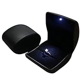 Fascinating Diamonds Deluxe Black LED Lighted Engagement Proposal Ring Box Case PU Leather