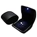 Deluxe Black LED Lighted Engagement Proposal Ring Box Case PU Leather