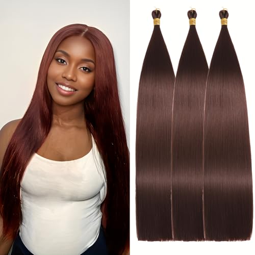Locescsoc 28 Inch Straight Hair Extensions 150g 3 Packs Bone Straight Braiding Hair, Soft Synthetic Bundles Crochet Braids Hair Bundles for Braiding (33#, 28 Inch 3 Packs)