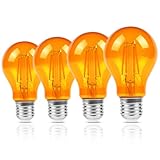 KINUR LED Edison Bulbs, 60 watt Light Bulbs Replacement 6W 2000K E26 A19 Amber Soft Warm Light Bulb for Bedroom, Healthy Sleep, Baby Nursery Light, Turtle Friendly Light Bulbs 4 Pack