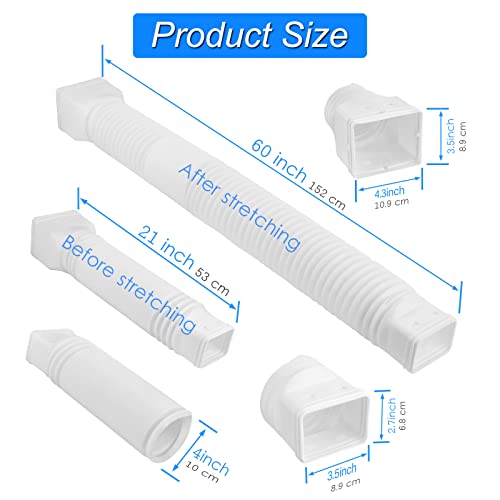 Gutter Downspout Extensions, 2 Pack Flexible Rain Gutter Downspout Extenders, Drainage Pipe Connector For Outdoor Gutter Splash Block, Drain Downspout Extender From 21"-60" - White #TOP4