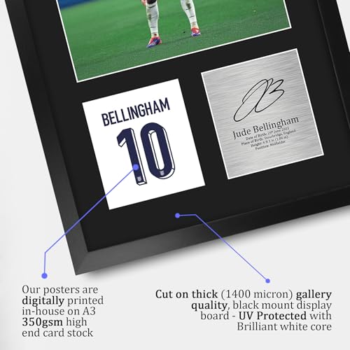 Regalo de fútbol para fans foto enmarcada A3 de Jude Bellingham de Inglaterra 4