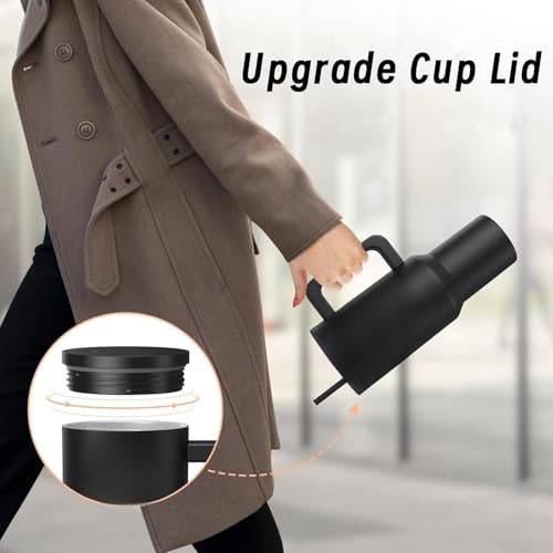 Image of Stainless Steel Tumbler with Lid & Straw, 100% Leakproof Tumblers with Handle, Sipper for Office,Gym & Outdoors 1200ml Tumbler (Black Personalized)