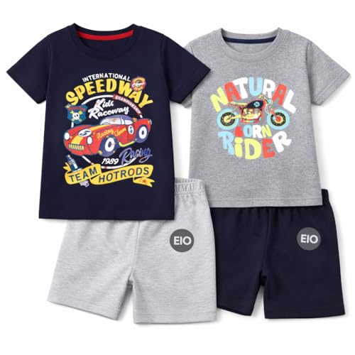 Image of EIO Boys Cotton Printed Dress Clothing Set Combo with Tshirts & Shorts-Pack 3