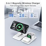 3 in 1 Magnetic Wireless Charger for Apple Multiple Devices, Foldable Fast Charging Station - Magsafe Charger Stand, Travel Charger Pad for iPhone 17 16 15 14 13 12 Series/Apple Watch/AirPods Pro - Image 2
