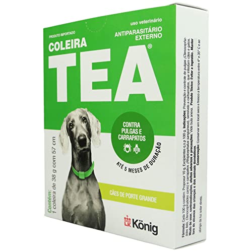 Kit Coleira Contra Pulgas e Carrapatos TEA 327 Cães Grandes König 38g c/ 57cm C/ 4 un