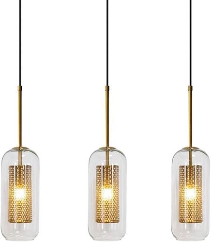 LMYFGHRD Nordic Adjustable Glass Pendant Light - Modern E14 Chandelier for Living Room, Bedroom, and Dining Area(3Pack)