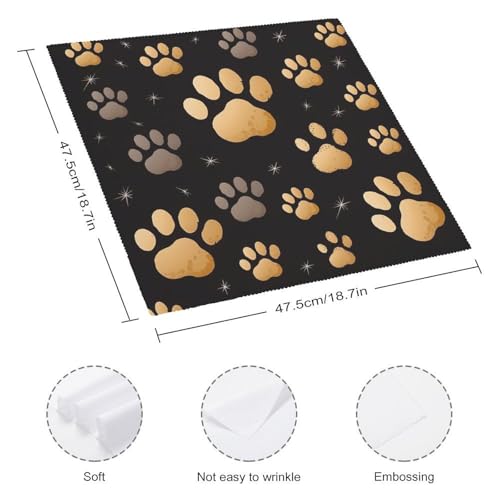 Servilletas de tela decorativas con estampado de patas de perro 2 piezas miniatura 2