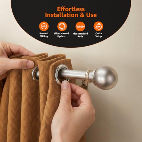 Image of Amazon Basics - Room Darkening Blackout Door Curtains, 100% Room Darkening | 5 Feet |Set of 2| Embossed | Self Deisgn |for Living Room and Bedroom | 115cmx 150cm, Color- Coffee