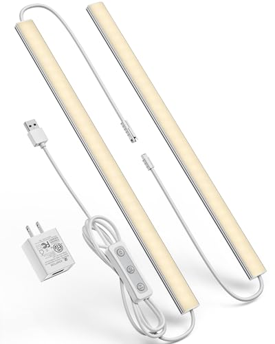 Vovamo Plug-in Under Cabinet Lighting, Dimmable Under Counter Lights for Kitchen, 2pcs 12 Inch, Warn...