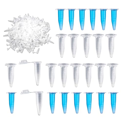 HAXIHA 300 Pièces Tube Microcentrifugeuse,1.5ML Tube à Centrifuger Conique,Récipients à Réaction,avec Snap Capuchon,pour l'analyse d'échantillons en Laboratoire Conteneur de Stockage d'Échantillon