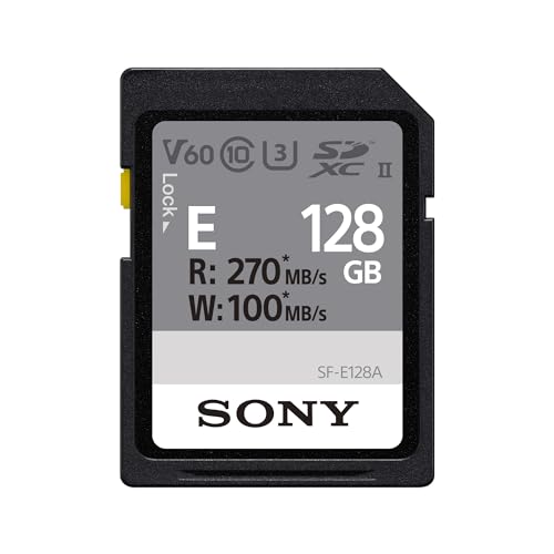 Sony 128GB SF-E Series UHS-II U3 V60 SDXC Digital Memory Card - Read 270MB/S Write 100MB/S SFE128A