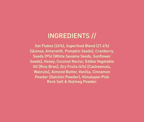 Image of Nourish Organics Cranberry Super Grain Granola, 270g Single Pack | Healthy and Nutritious Breakfast Cereals with Whole Nuts | No Refined Sugar | Clean Label