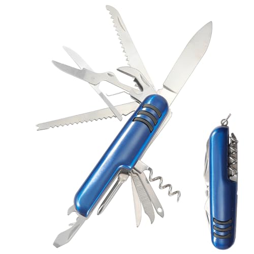NHPY 1 Stück 11 In 1 Funktionen Taschenmesser, Mini Für Schlüsselanhänger,Multitool Kleines Taschenmesser, Taschen-Messer Klein, Korkenzieher, Dosenöffner(C)