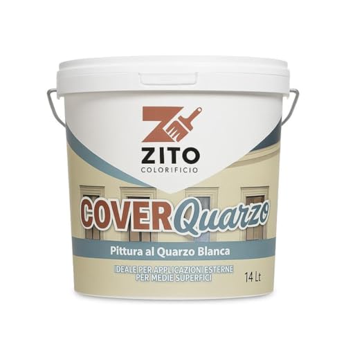 DI.M.EL. S.R.L. Pittura al Quarzo Bianca per Esterni – Idropittura Super Coprente e Resistente per Muri e Facciate – Facile Applicazione - Zito CoverQuarzo | Made in ITALY (14 Litri)
