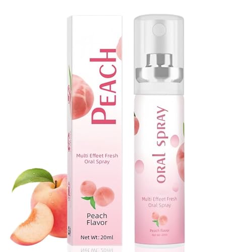 Fruit Flavor Oral Breath Spray, Long-Lasting Mouth Freshener for Bad Breath Treatment & Dry Mouth Relief, White Peach Flavor Breath Freshener Spray for Adults, Fruit Oral Care Spray (White Peach)