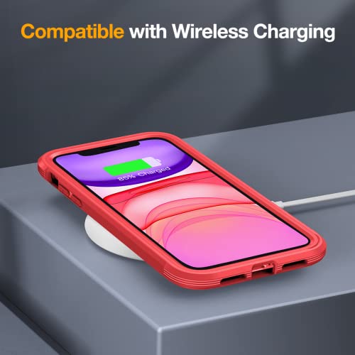Image of Miracase Glass Series for iPhone 11 Case 6.1 inch, Upgraded Full-Body Rugged Phone Bumper Case Cover with Built-in 9H Tempered Glass Screen Protector and Camera Protector, Red