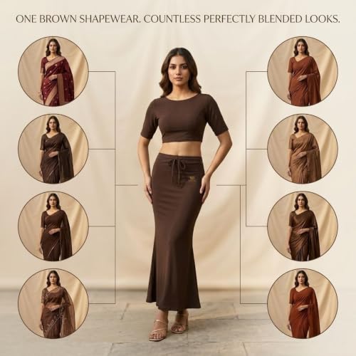 Image of Women's Saree Shapewear - Slim Fit Stretchable Petticoat for Sarees | Comfortable Waistband | Body Shaping Underskirt