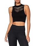 Amazon-Marke: AURIQUE Damen Sport-Croptop mit Nahtloser Verarbeitung, Schwarz (Black), 38, Label:M
