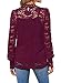DOROSE Womens Blouses Long Sleeve Lace Double Layer T Shirts Fall Winter Loose Casual Tops Wine Red XXL