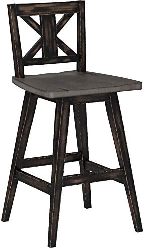 Miniatura 4 de Homelegance Juego de 2 taburetes de altura de mostrador - Marco de madera maciza, taburetes de madera giratorios de 360, reposapiés, respaldo en X,