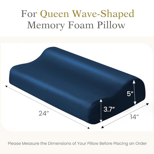 Image of Contour Pillowcase- Rayon Derived from Bamboo Cooling Pillow Case Cover for Contour Cervical Neck Pillow- Breathable Silky Soft Pillowcase for Hot Sleepers,24 x14 x5 /3.7 Inches 1 Piece Navy Blue