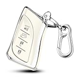 MILD EAST Key Fob Cover Fit for Lexus, 4 Buttons TPU Protection Key Case Compatible with 2018-2025 ES250 ES300h ES350 RX350 UX200 LS500 LS500H LC500 LC500h NX250 NX350 GX550 TX (Silver/White)