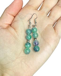 Rainbow Fluorite Earrings - Silver Fluorite Earrings - Fluorite Dangling Earrings - Rainbow Fluorite Jewelry - Mom Gift - Rainbow Crystal