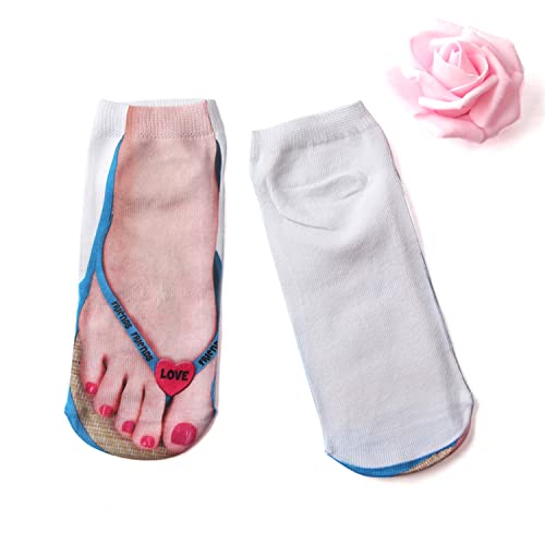 Manicure Print 3D Pattern Flip Flop Socks - Casual Personalized Low Cut Ankle Socks4