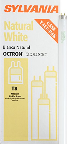 SYLVANIA T8 Octron Fluorescent Tube Ecologic Lamp, 32W, G12 Base, 2450 Lumens, 3500K, 90 CRI, Rapid and Instant Start (22401)