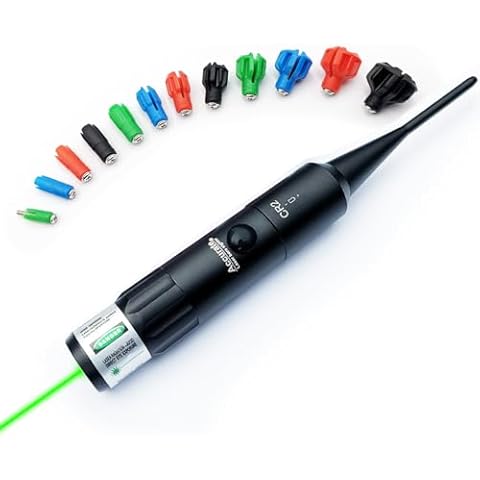Bayattoo Universal Green Laser Bore Sight Kit for .177 to 12ga Multiple Caliber, Barrel Laser Boresighter with Press Switch for Rifles and Handgun Hunting Scopes with 2 Batteries Cover