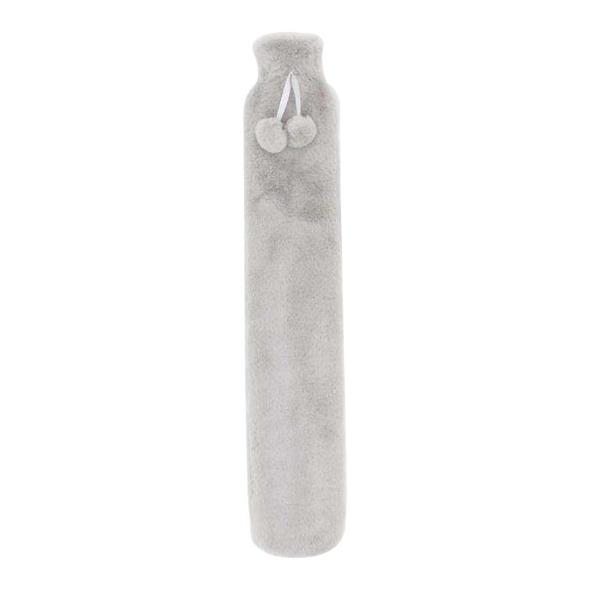 Bolsa de Botellas de Agua Caliente de 74x14cm de Largo, Funda extraíble Rosa y Gris, Botella de Agua Caliente de Goma Extra Larga, Calentador de Manos y pies para la Cintura, Rosa