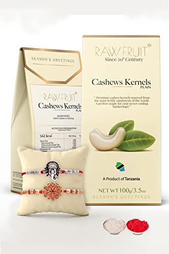 Image of Rakhi for Brother Combo Dry Fruit Gift Pack Premium Imported Cashews Tanzania Cashews 200 Grams Pack Rakhi Gift for Brother Rakhi For Brother Dry Fruit Combo Pack Cashewnut Jumbo Cashews W180