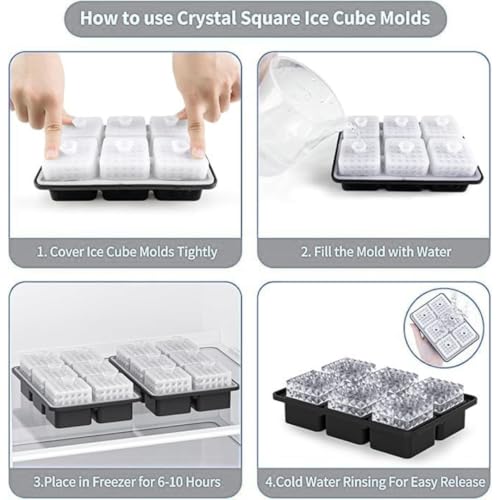 Image of Premium Combo of Large 3D Crystal Square Ice Cube Tray & Football Shaped Silicone Molds for Chilling Drinks, Chocolates, Juice, Jelly and Many More. Pack of 2 (White)
