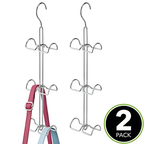 Mdesign Metal Wire Over The Closet Rod Hanging Storage Organizer Hanger For Storing And Organizing Purses, Backpacks, Satchels, Crossovers, Handbags - 2 Pack - Chrome #TOP1