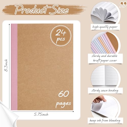 Carnet de composition A5 avec tranches arc-en-ciel multicolores et couverture kraft rigide - 2