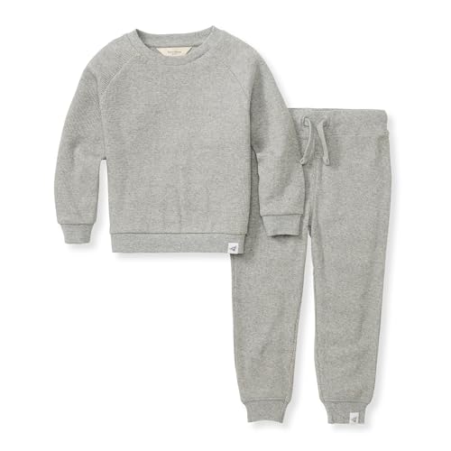 Image of Burt's Bees Baby Boys Shirt and Pant Set, Long Sleeve Top & Bottom Outfit Bundle, 100% Organic Cotton